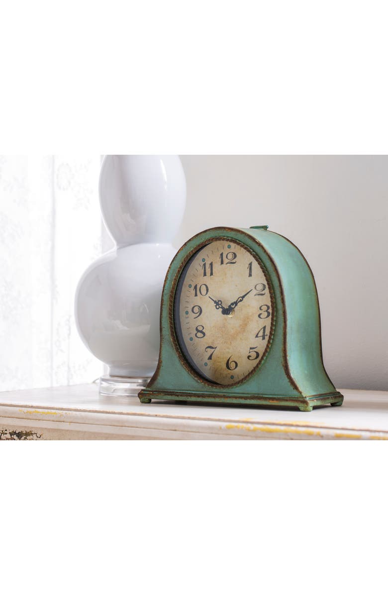 Storied Home Decorative Metal Mantel Clock, Aqua Blue, Alternate, color, Blue