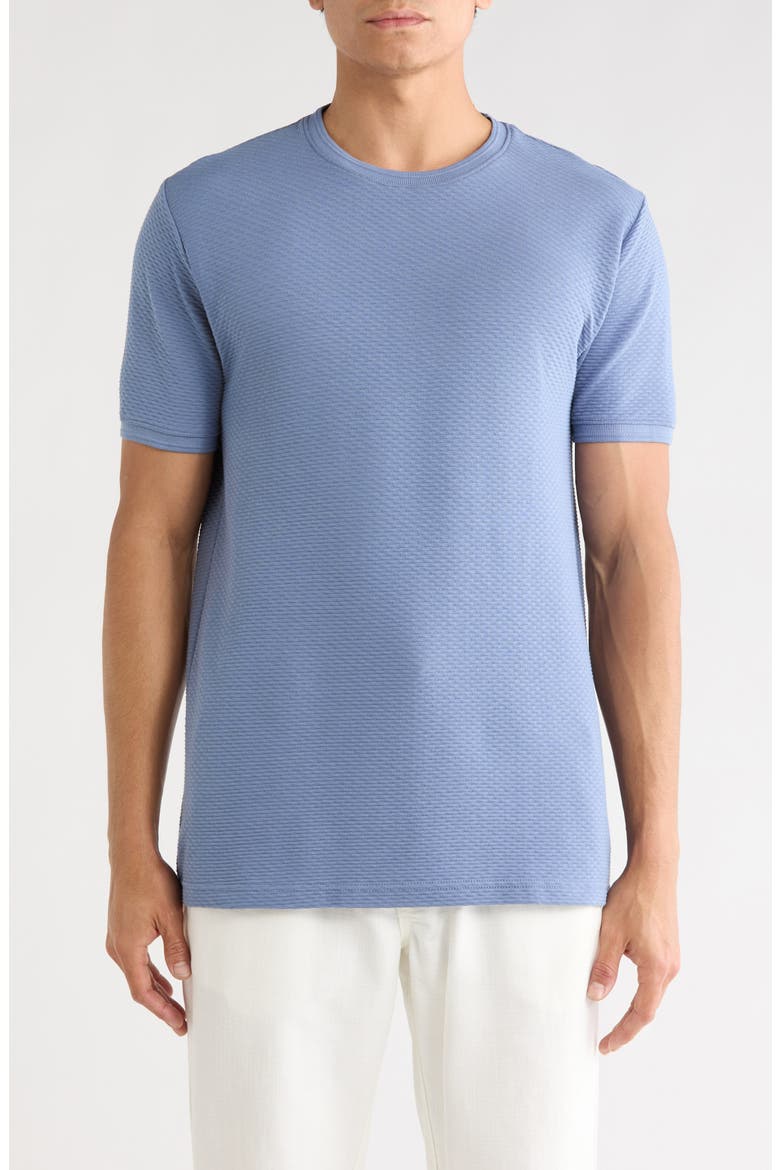 Geometric Textured Knit T-Shirt, Main, color, BLUE W/ GEO TEXTURED