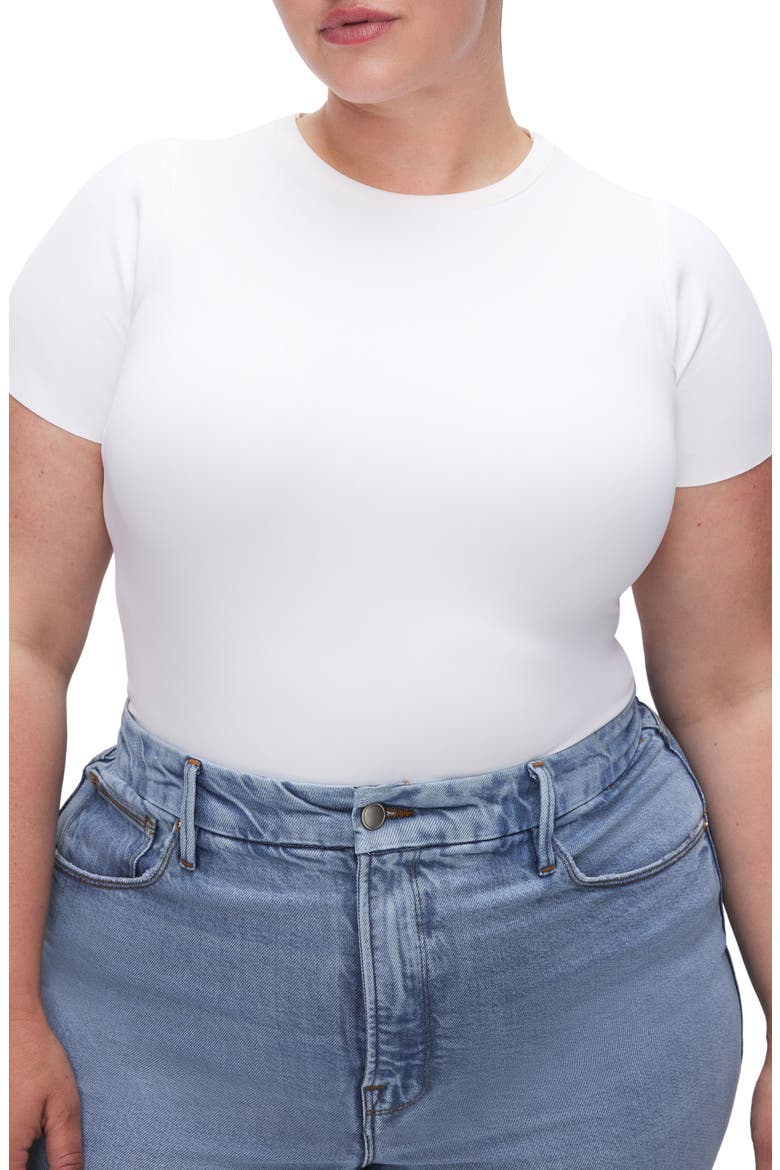 Sculpting Tee Bodysuit, Alternate, color, WHITE001
