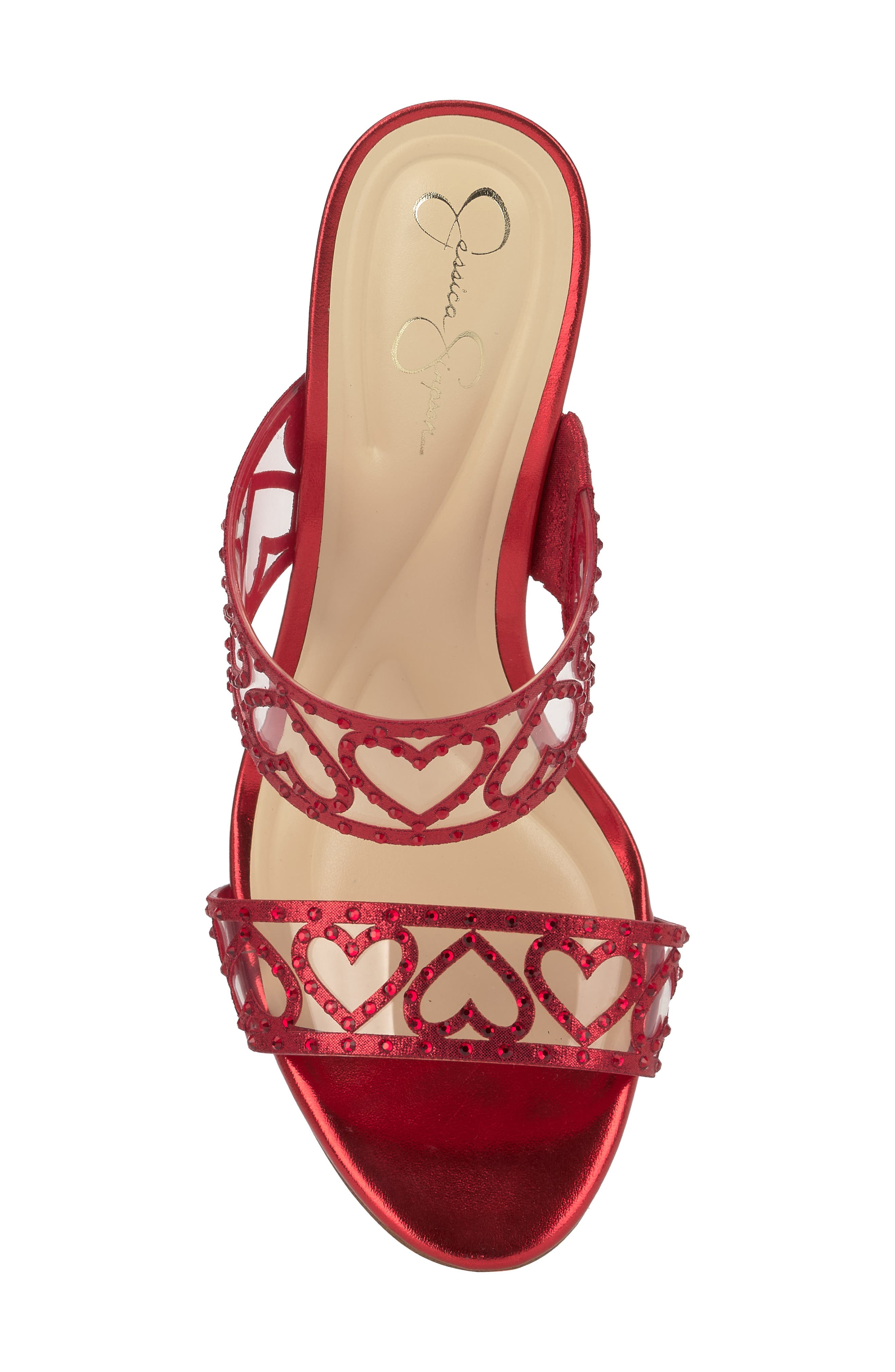 Jovara Slide Sandal, Alternate, color, RED MUSE/ CLEAR