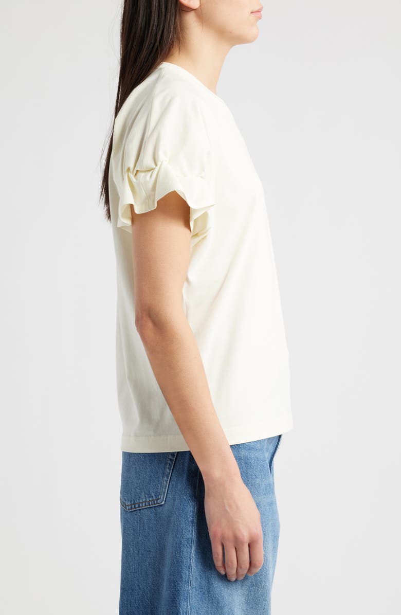 COS Gathered Sleeve Cotton T-Shirt, Alternate, color, 