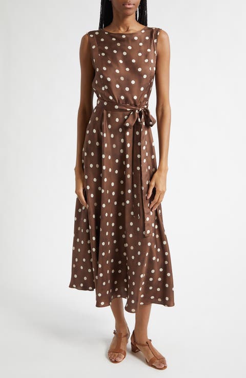 Martina Polka Dot Silk Twill Midi Dress