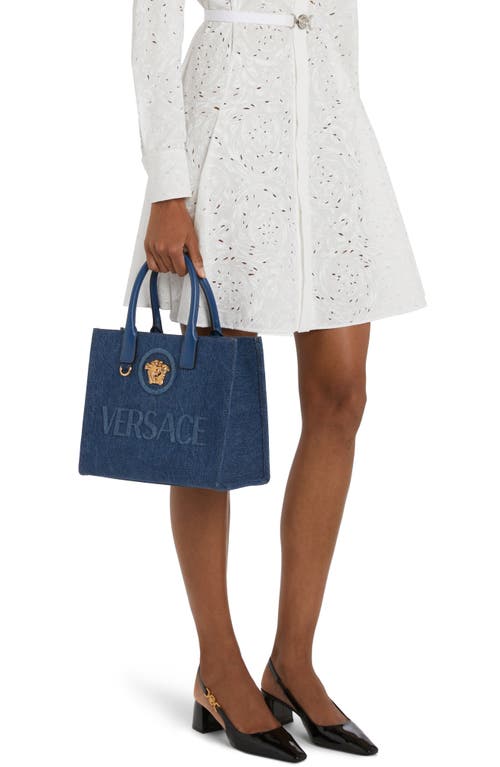 Versace Small La Medusa Denim Tote