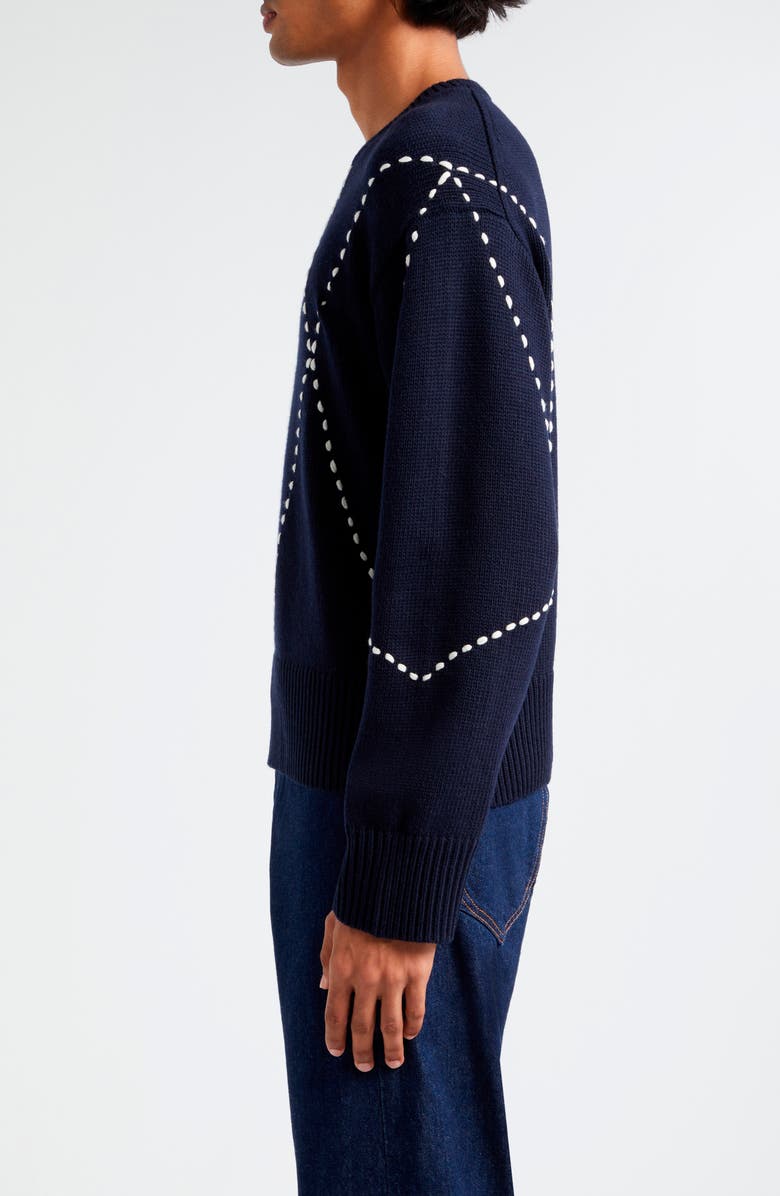 KENZO Sashiko Stitch Wool Blend Crewneck Sweater, Alternate, color,