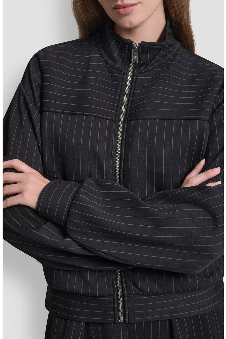 Pinstripe Zip Jacket, Alternate, color, BLACK PINSTRIPE