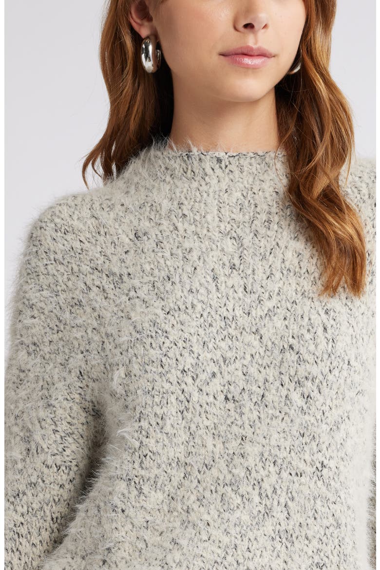 Marled Mock Neck Sweater, Alternate, color, IVORY DOVE- BLACK COMBO