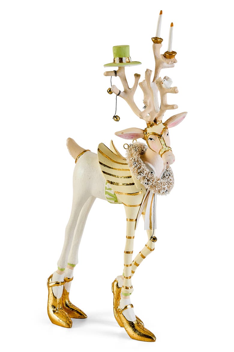 Patience Brewster Moonbeam Prancer Reindeer Ornament, Main, color, WHITE