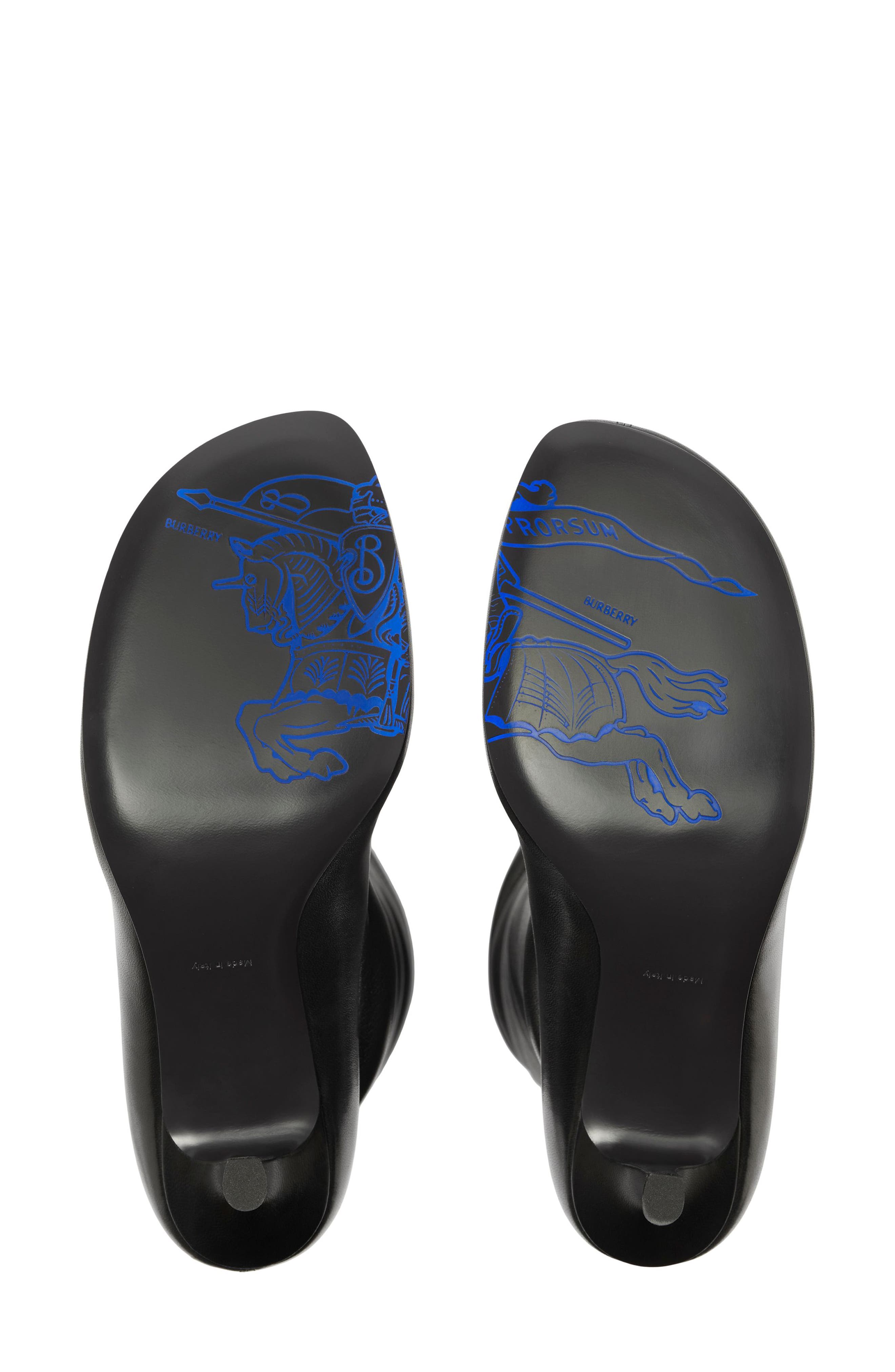 Burberry Baby Knee High Leather Boot, Alternate, color, Black