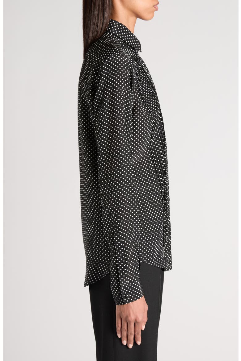 Mini Dot Pintuck Crepe Shirt, Alternate, color, BLACK/ OFF WHITE
