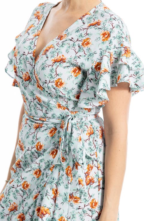 Max Studio Ruffle Crepe High/low Wrap Midi Dress