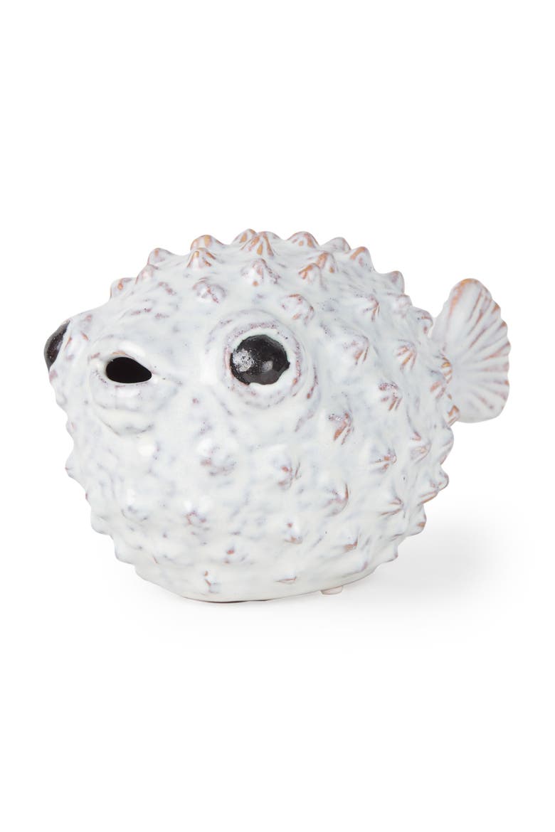 Spike Ceramic Puffer Fish, Main, color, White