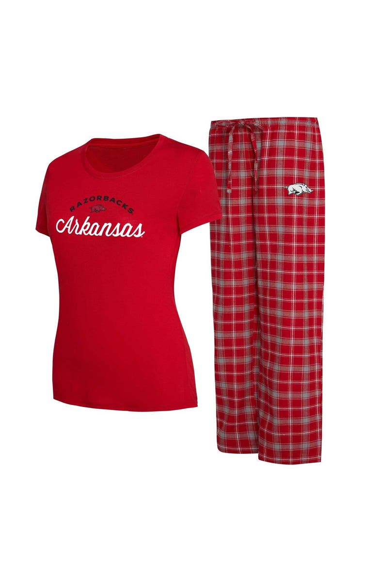 CONCEPTS SPORT Women's Concepts Sport Cardinal/Gray Arkansas Razorbacks Arctic T-Shirt & Flannel Pants Sleep Set, Main, color, 