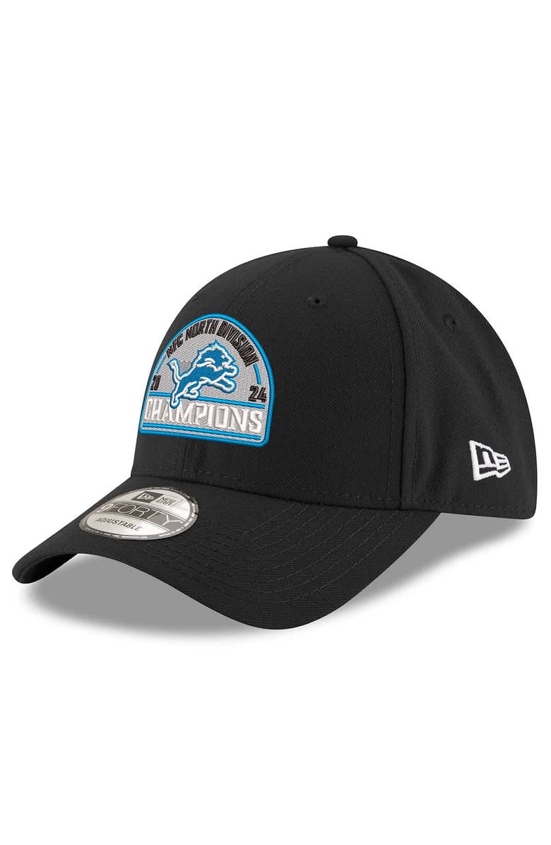 New Era Men's New Era Black Detroit Lions 2024 NFC North Division Champions 9FORTY Adjustable Hat, Main, color, 