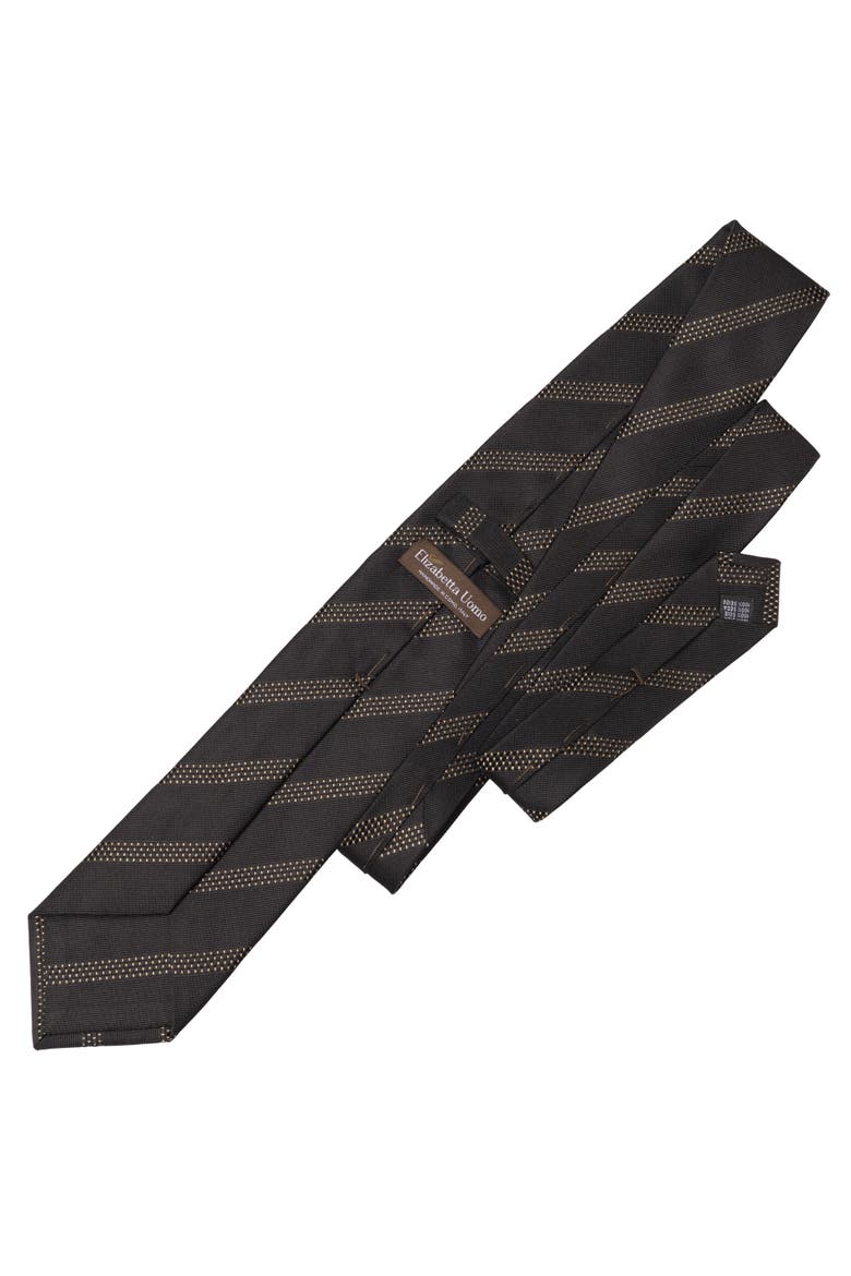 Milano - Extra Long Silk Jacquard Tie for Men, Alternate, color, Black and Gold