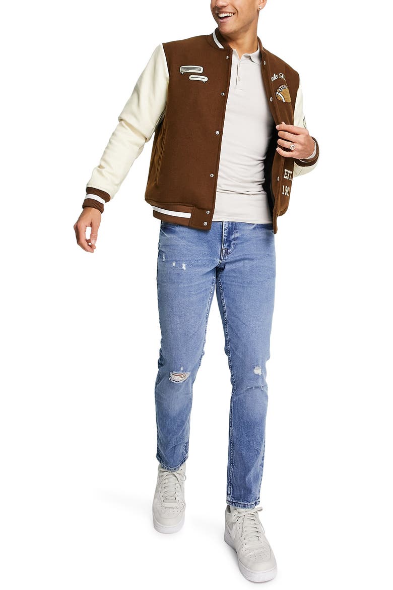 Ripped Slim Fit Jeans, Main, color, LIGHT BLUE