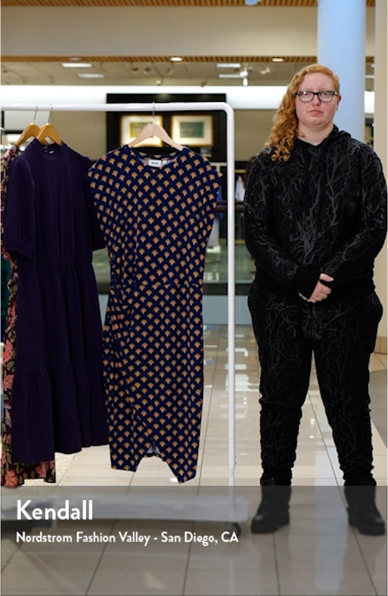 Fan Print Side Ruched Dress, sales video thumbnail