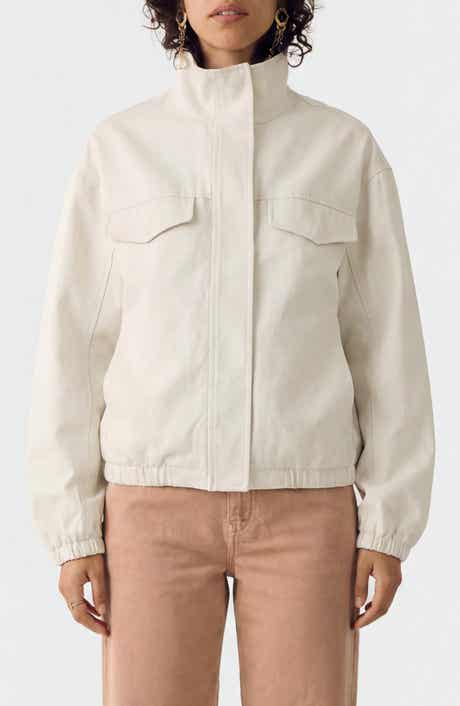 Crop Cotton Blend Twill Utility Jacket