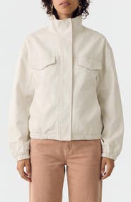 PER UNA BY M&S Crop Cotton Blend Twill Utility Jacket