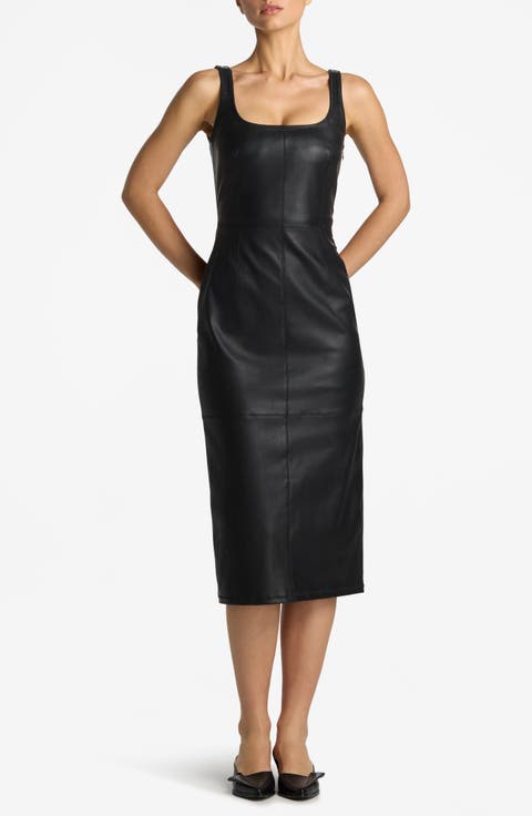 Sleeveless Stretch Leather Dress