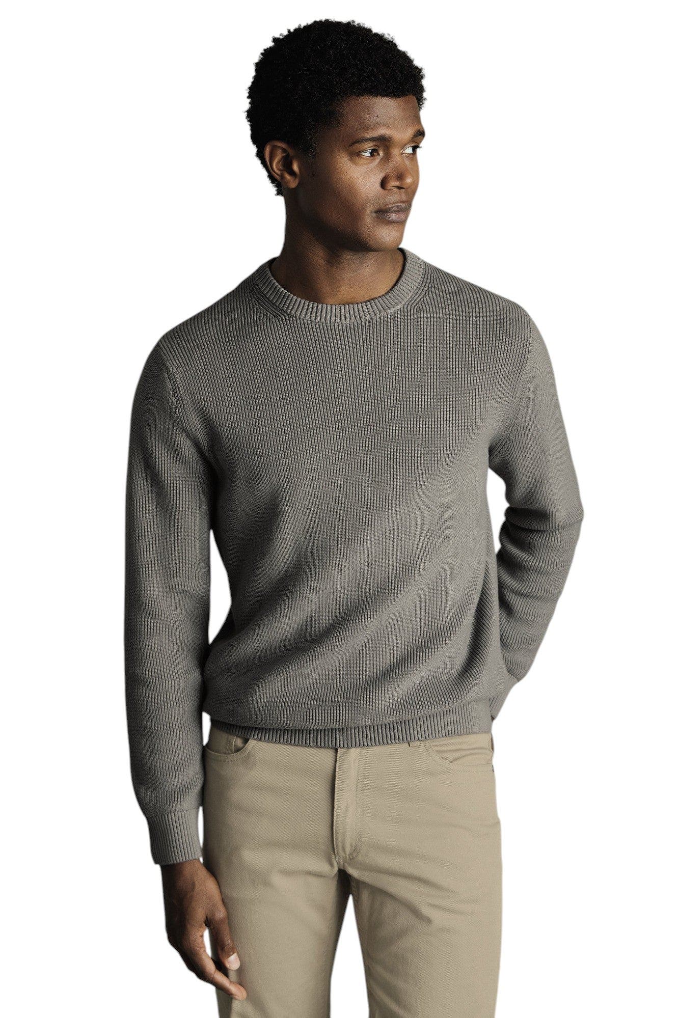 men's grey crew neck sweater