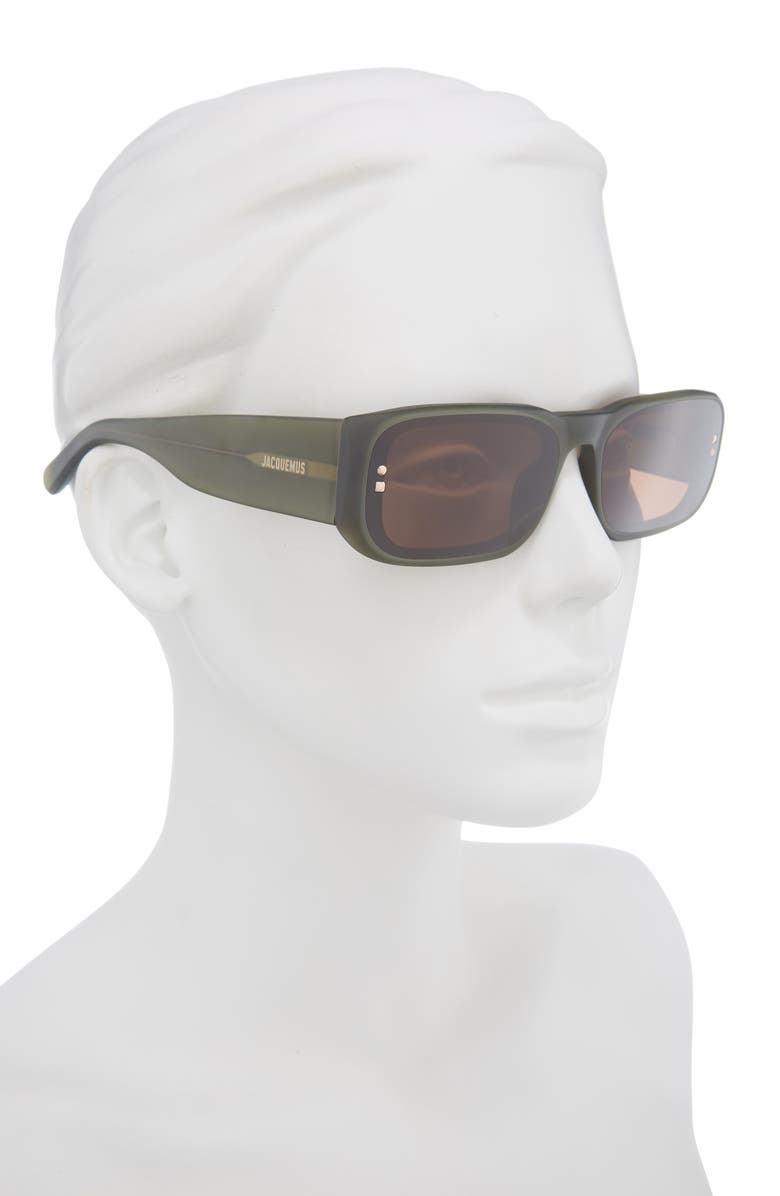 Jacquemus Les Lunettes Jac195 Rectangular Sunglasses, Alternate, color, Sanded Green/Light Gold/Brown