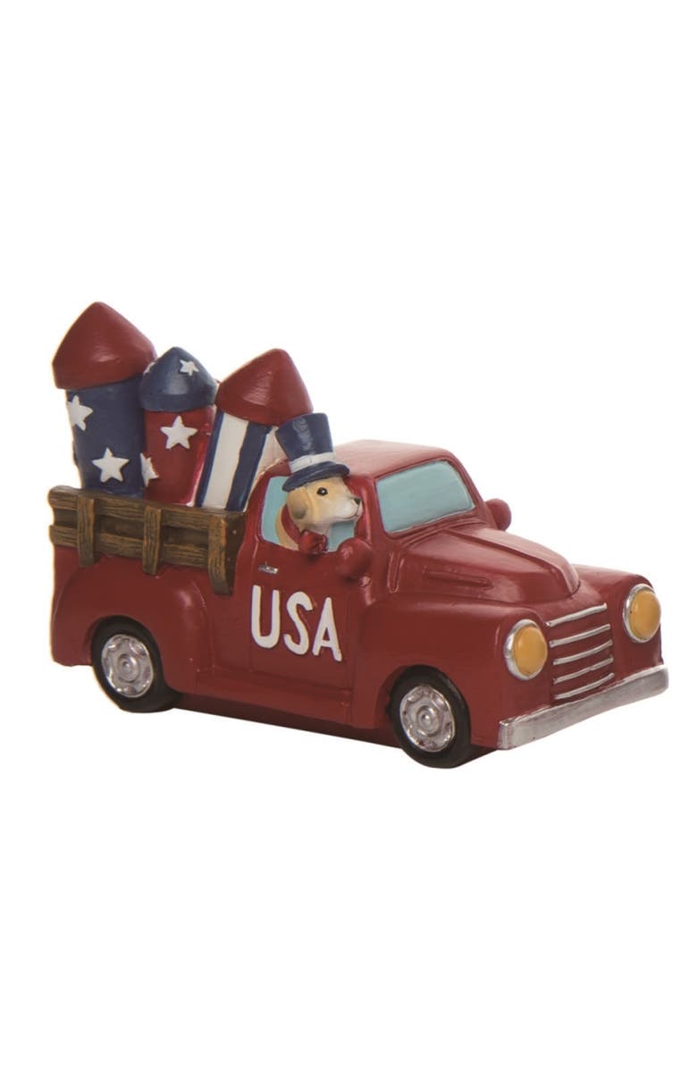 Transpac 6.25 Inch Red Patriotic Americana Vehicle Figurine for July 4th Decorative Home Decor, Main, color, Red