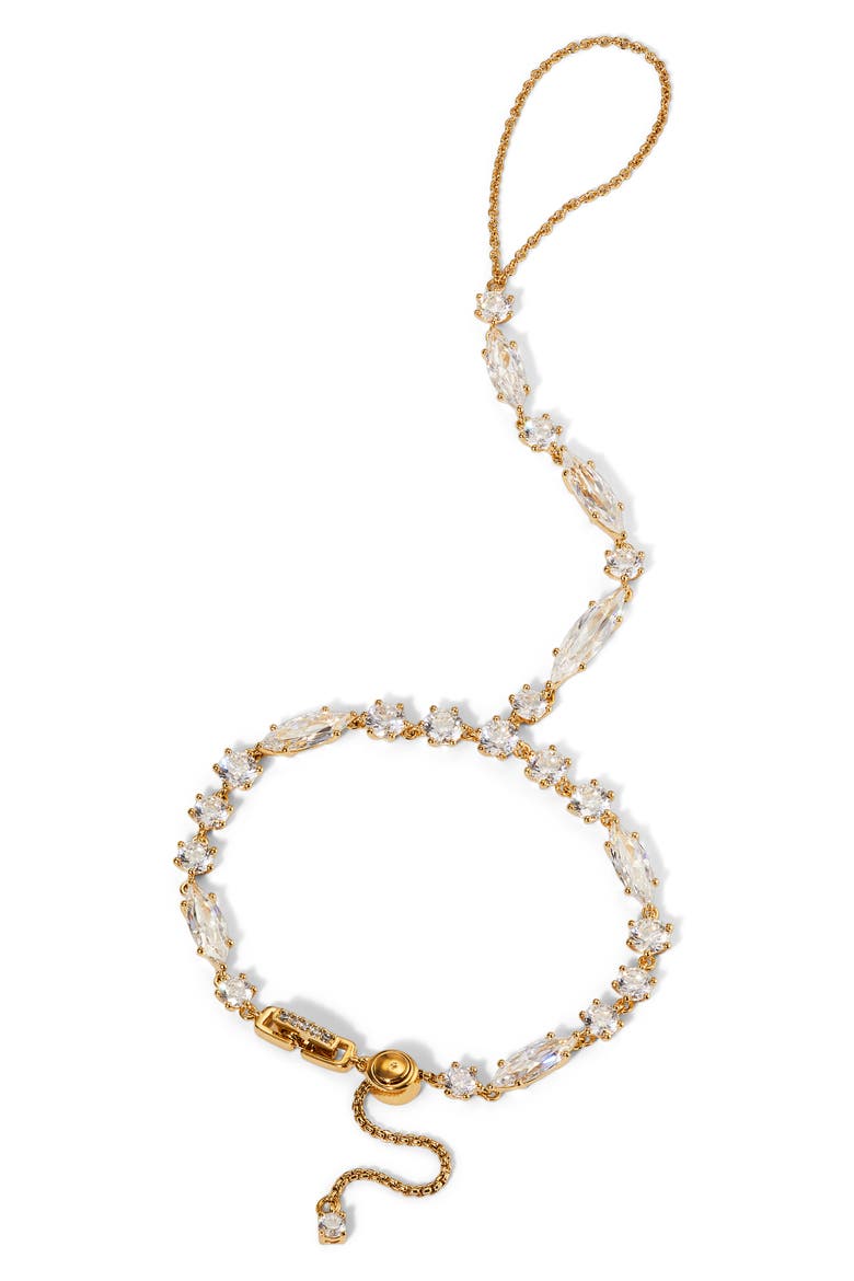 Beatrix Cubic Zirconia Hand Chain Bracelet, Main, color, GOLD