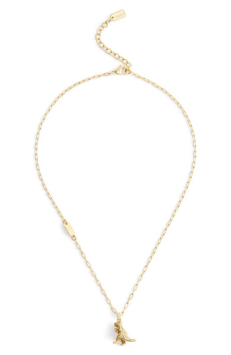 COACH Brushed Rexy Short Pendant Necklace, Main, color,