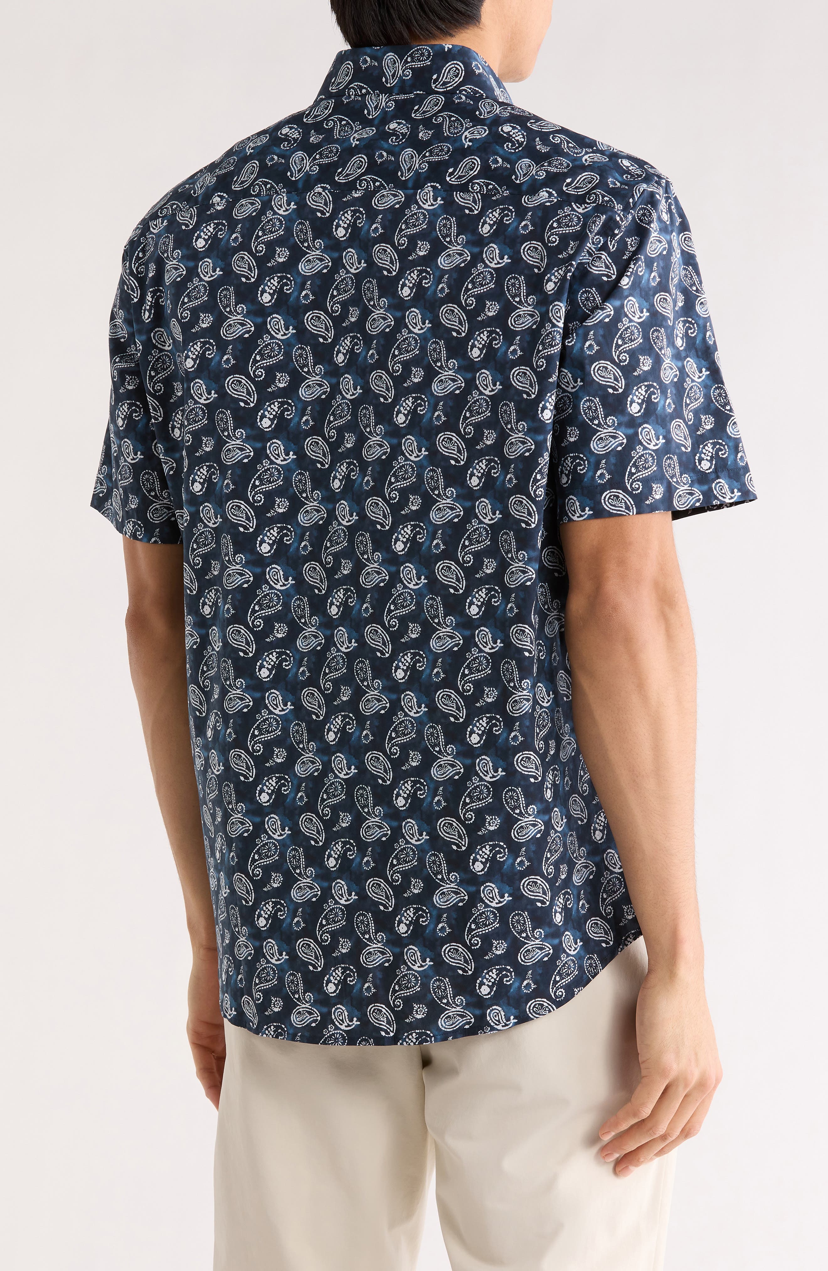 Orson Paisley Pattern Short Sleeve Button-Up Shirt - image 2