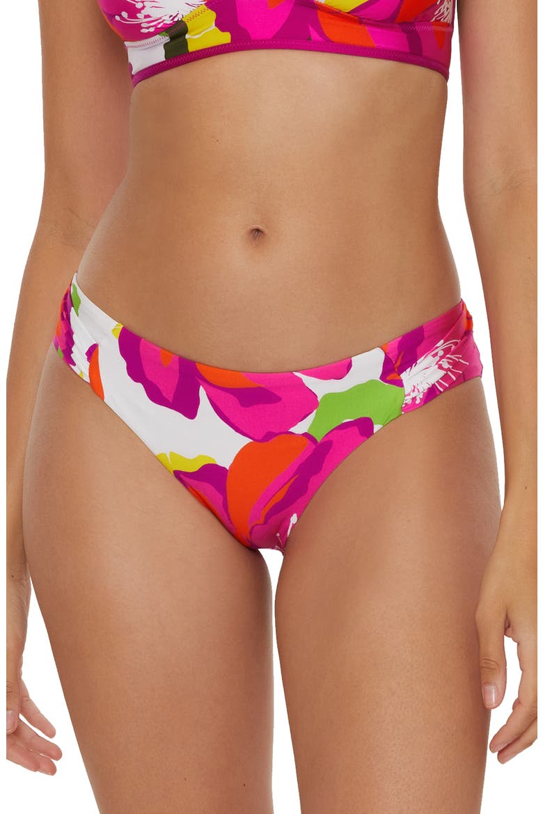 Bloom Side Tab Hipster Bikini Bottoms, Main, color, PINK MULTI