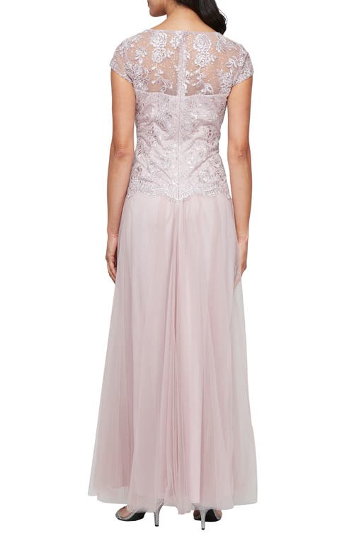Alex Evenings Sequin Embroidered Faux Two-piece Gown In Blush