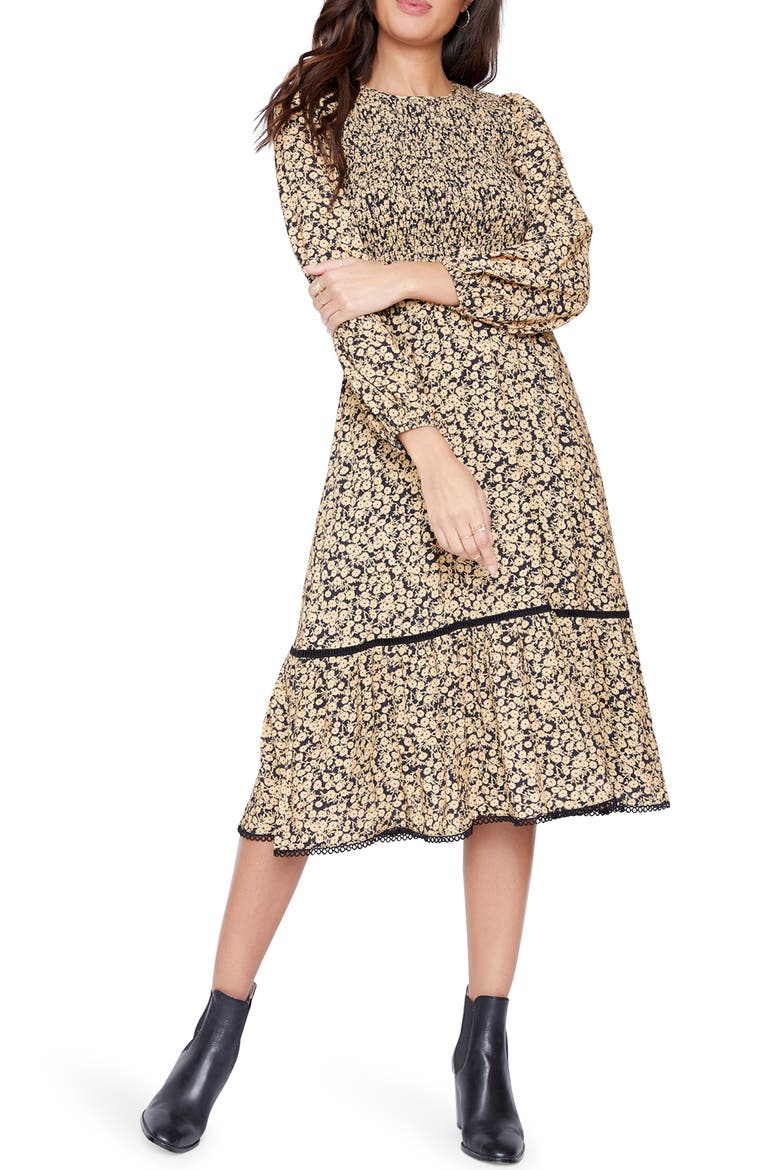 Pick Me Golden Hour Midi Dress, Main, color, BLACK GOLD