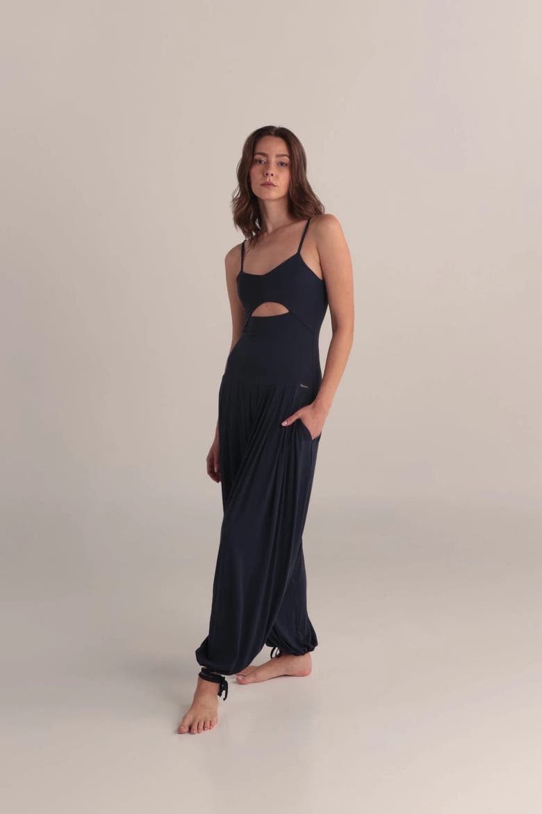 Solar Jumpsuit Soft Rayon Yoga Lounge, Alternate, color, Black
