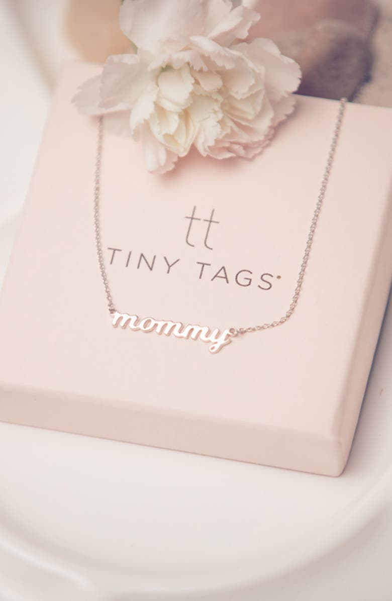 Tiny Tags Script Mommy Pendant Necklace, Alternate, color,