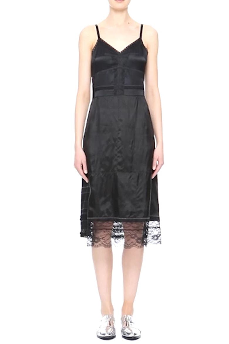 Lace Trim Slipdress, Alternate, color, BLACK