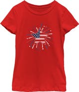Lost Gods Girl's Lost Gods American Star Flag Fireworks  Graphic T-Shirt