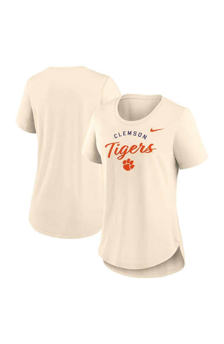 Nike Women's Nike  Tan Clemson Tigers Script Logo Tri-Blend T-Shirt, Main, color, Tan