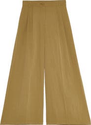 DELUC Louna Pleated Cotton Blend Wide Leg Pants