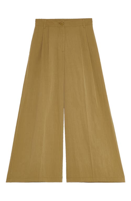 Deluc Louna Pleated Cotton Blend Wide Leg Pants In Army