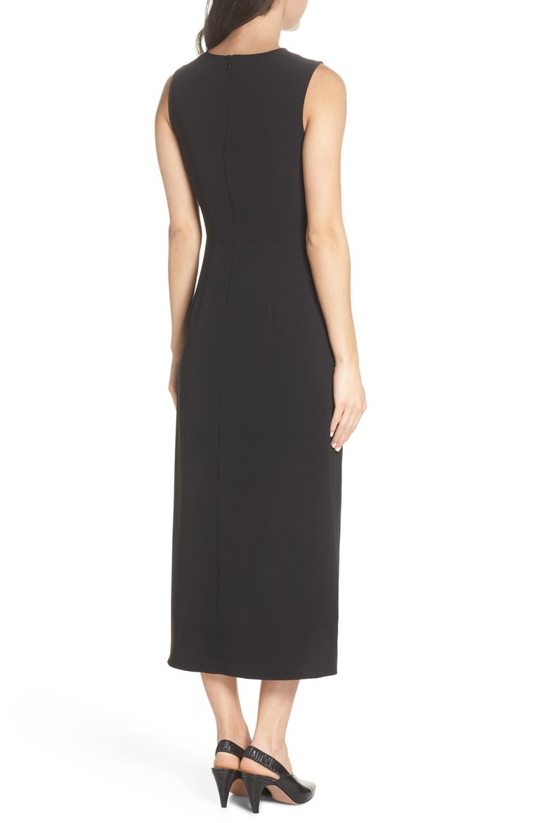 Tie Front Midi Dress, Alternate, color, BLACK
