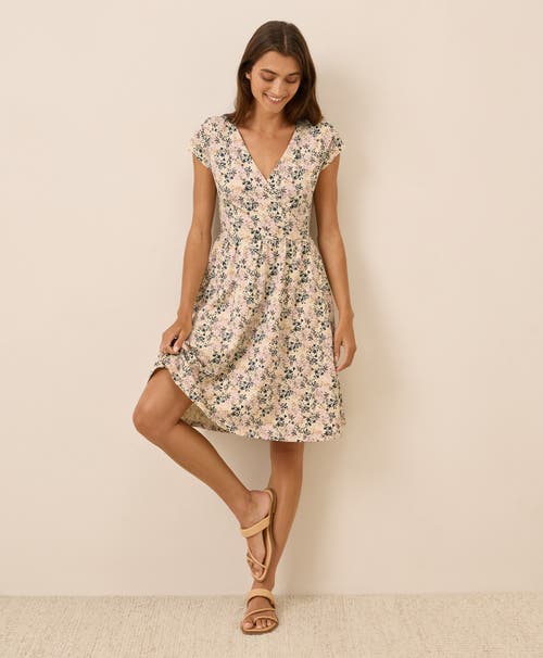 Pact Organic Cotton Fit & Flare Crossover Dress In Neutral
