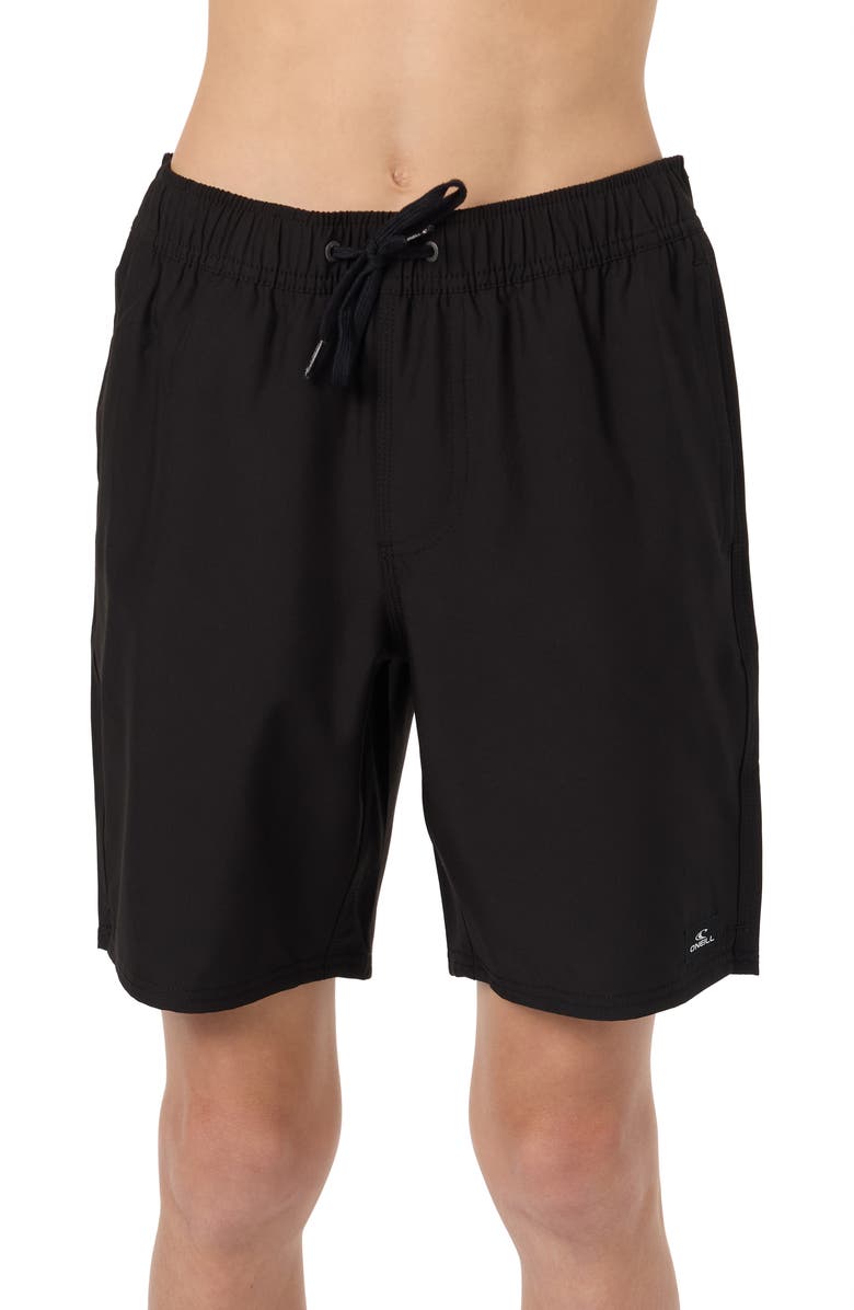 O'Neill Kids' Lennox Hermosa Solid Volley Swim Trunks, Main, color, Black