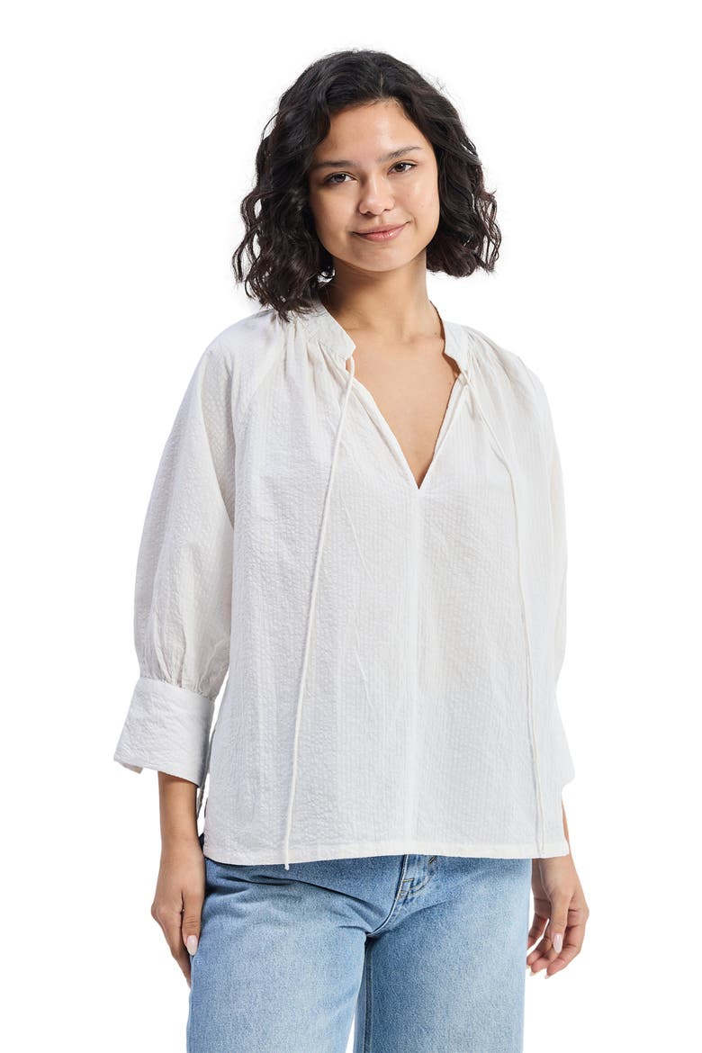 Relaxed Fit Top with Front-tie, Alternate, color, Striped Horizon