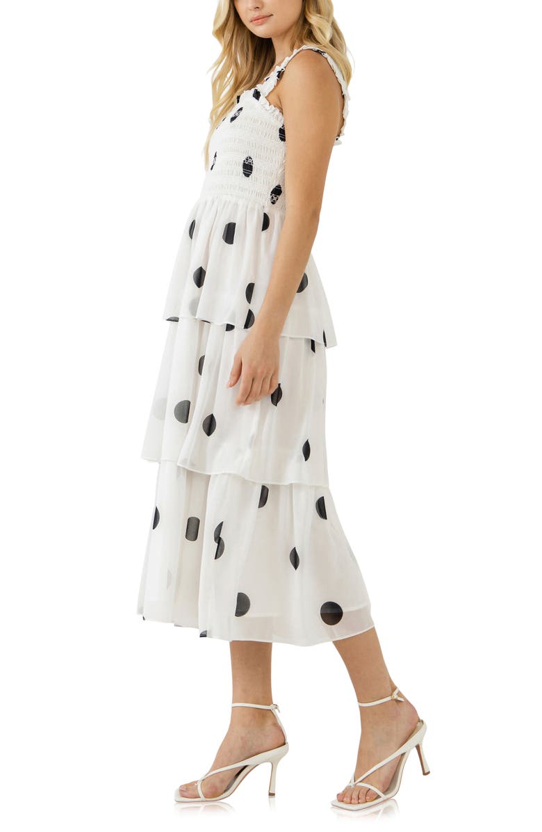 English Factory Polka Dot Midi Dress, Alternate, color, 