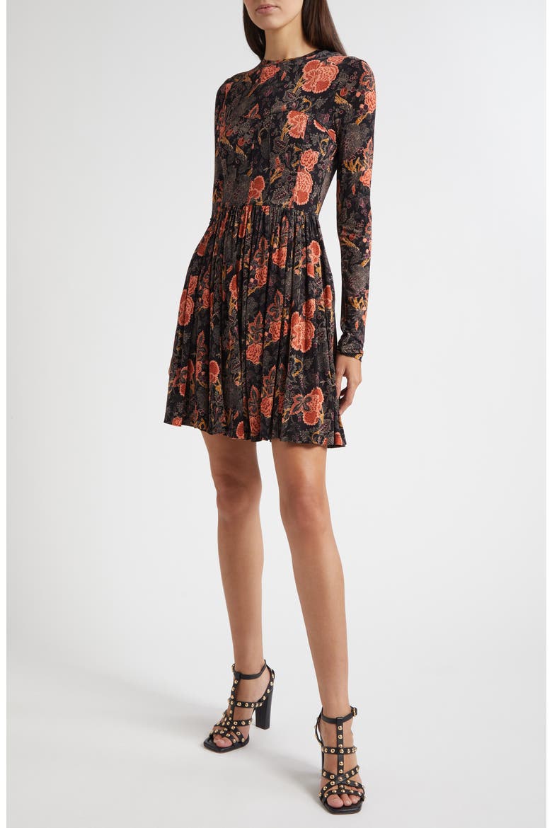 Bendetta Floral Print Long Sleeve Minidress, Main, color, NIGHT LILY