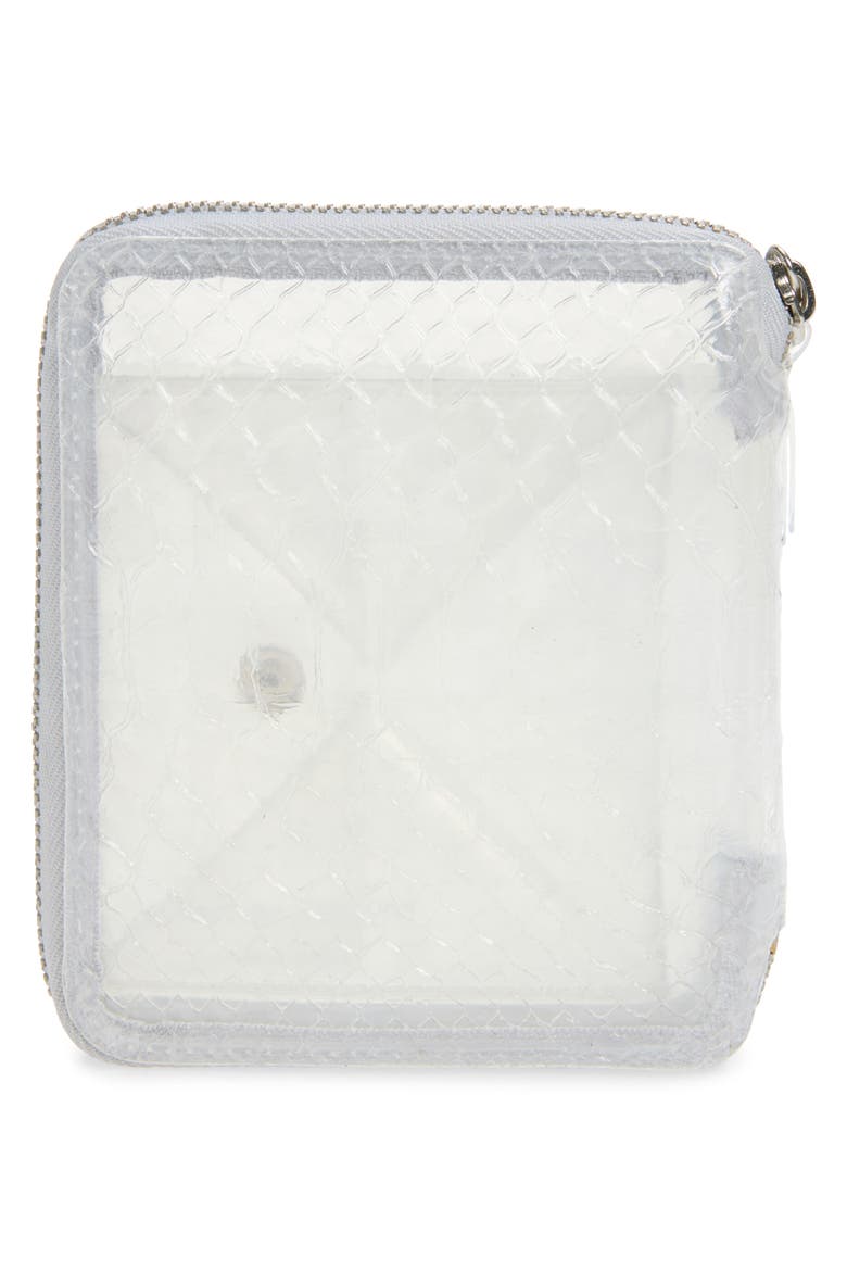 Clear Snakeskin Embossed Rectangular Zip Around Wallet, Alternate, color, TRANSPARENT