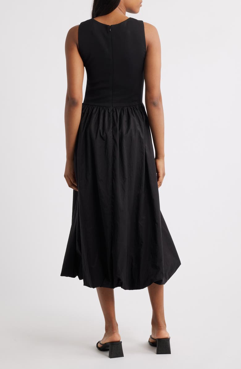 WAYF Shay Bubble Hem Cocktail Midi Dress, Alternate, color, Black