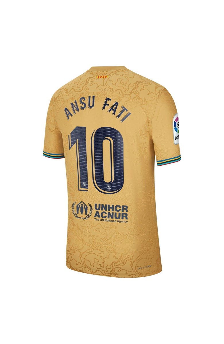 Nike Men's Nike Ansu Fati Yellow Barcelona 2022/23 Away Vapor Match Authentic Player Jersey, Alternate, color, 