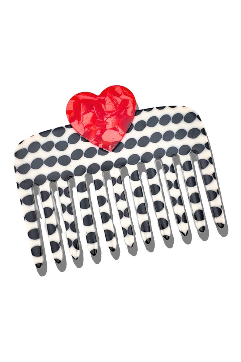 Hand Painted Polka Dot Comb & Heart Claw Clip Set, Alternate, color, MULTI