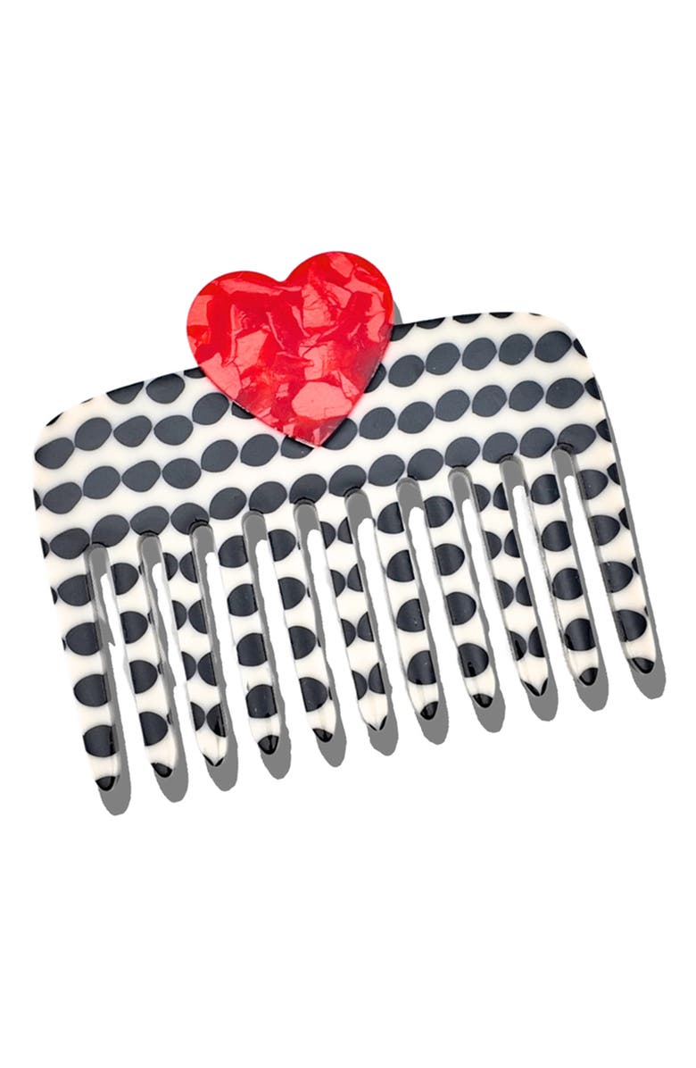 Solar Eclipse Hand Painted Polka Dot Comb & Heart Claw Clip Set, Alternate, color, Multi